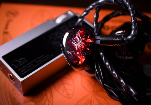 INFERNO six-driver tribrid in-ear monitor with ceramic sound bore, handcrafted in Taiwan by NOWA Acoustics